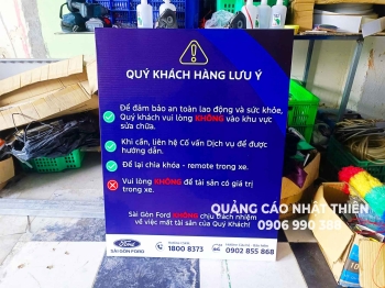Bảng cảnh báo khung sắt căng bạt